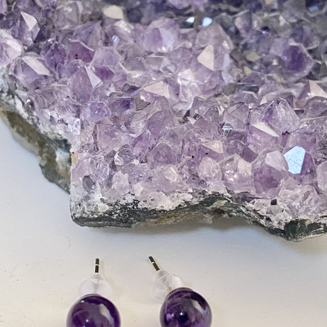 Amethyst Crystal Ball Earrings