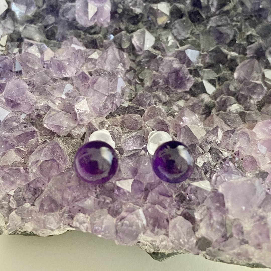 Amethyst Crystal Ball Earrings - Image 2