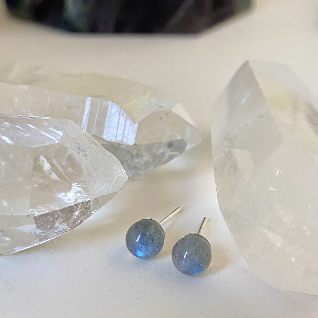 Labradorite Crystal Ball Earrings