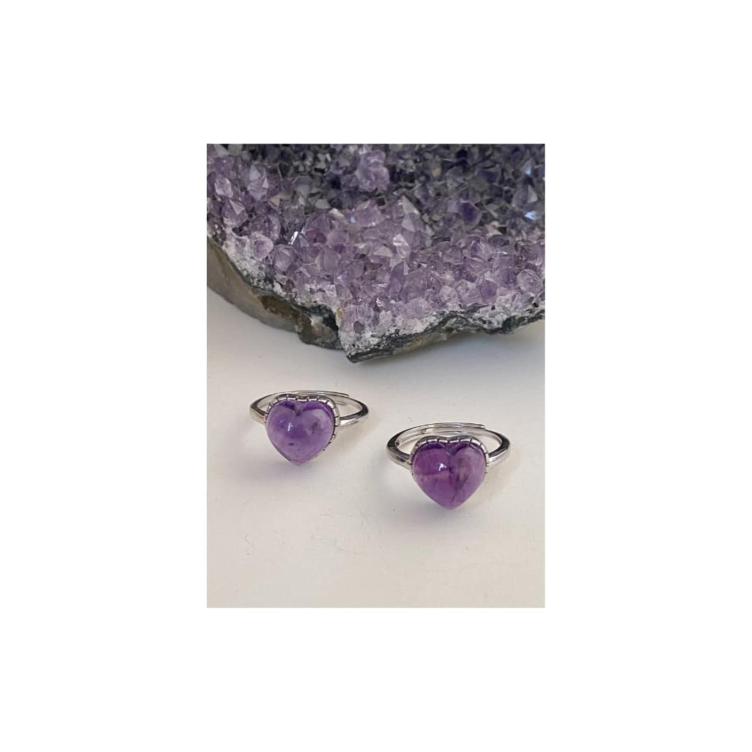 Amethyst Heart Ring s925 - Image 3
