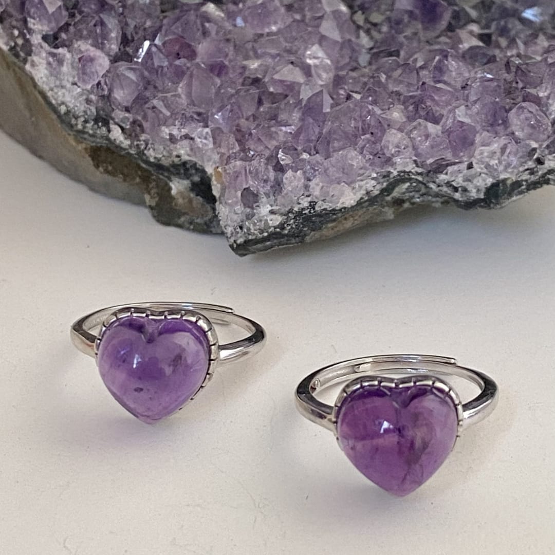 Amethyst Heart Ring s925 - Image 2