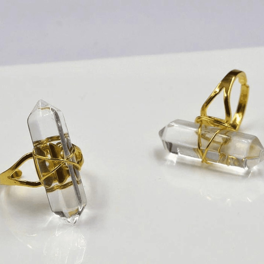 Clear Quartz Point Wire Wrapped Ring