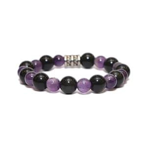 Amethyst with Black Obsidian Bracelet