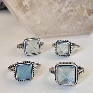 Aquamarine Square Ring 925