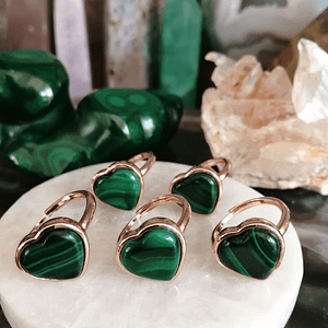 Copper Malachite Heart Ring